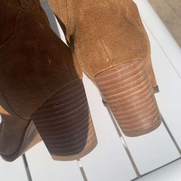 Lucky Brand tan suede heeled boots pointy toe size 5.5M - Picture 14 of 16